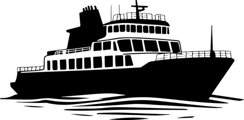 Obraz premium Silhouette of a Ferry Boat