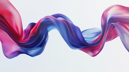 Smooth Wavy Ribbons in Red and Blue Colors Over White Background