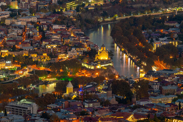 Night view of Tbilisi from Mtatsminda. Georgia © k_samurkas