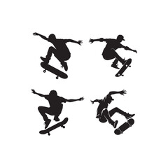 skateboard silhouette vector logo design collection
