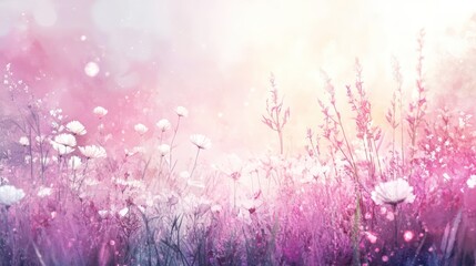 Beautiful field of wildflowers showcasing a gorgeous watercolor background