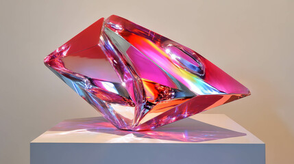 Colorful geometric abstract metal sculpture for modern art and design