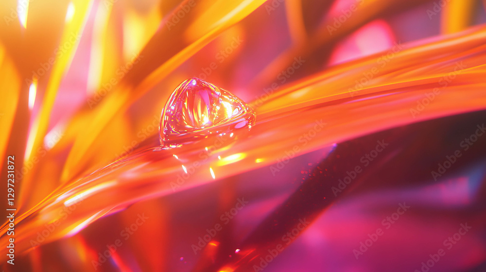 Poster vibrant macro view of a dew drop on a leaf in nature for design and background use