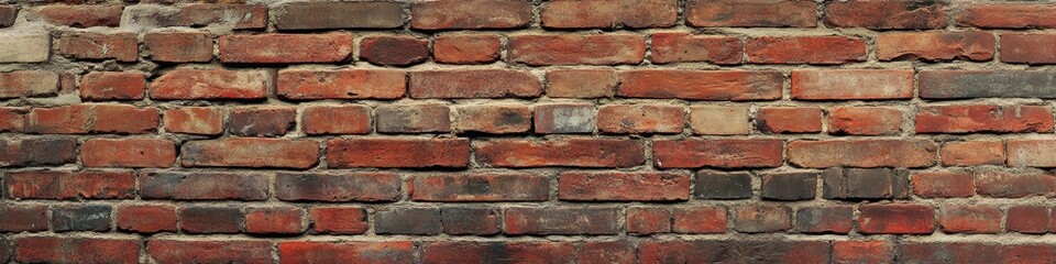 Obraz premium Scenic Panoramic View of Red Brick Wall: A Vast, Majestic Brick Facade in Large Format