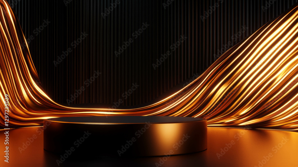 Aufkleber elegant rotating podium with dynamic lighting for event display design