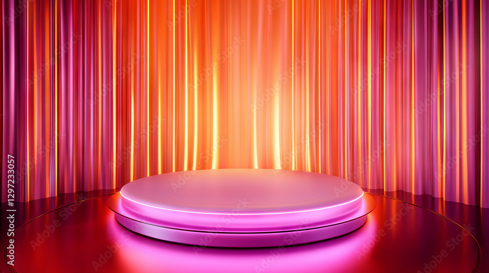 Poster illuminated rotating podium with dynamic lighting for events and presentations
