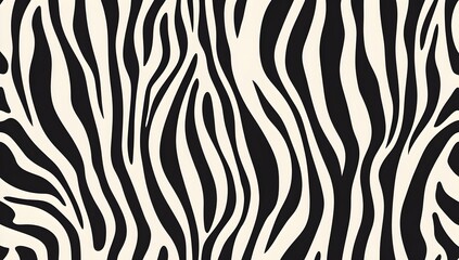 Black and White Zebra Stripe-Inspired Pattern with Organic, Wavy Lines