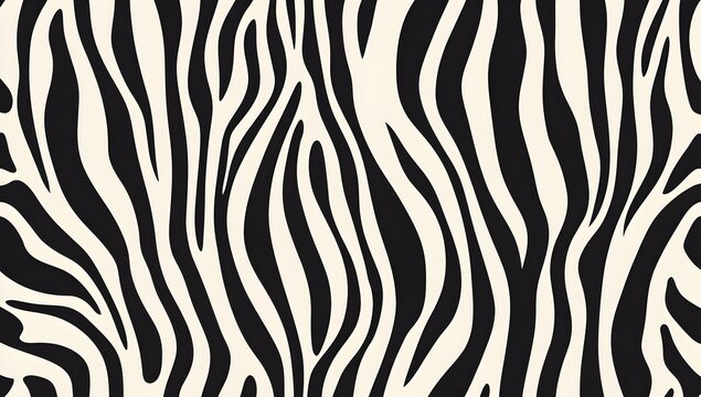 Black and White Zebra Stripe-Inspired Pattern with Organic, Wavy Lines