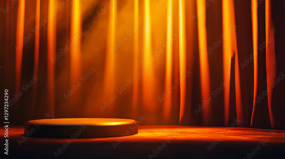 Aufkleber dramatic podium display with textured fabric backdrop for event design