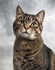 Obraz premium Tabby Cat Portrait on Neutral Background