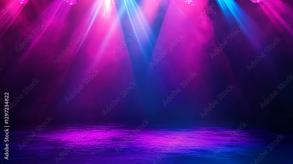 Poster vivid abstract light beams on dark background for artistic design and display