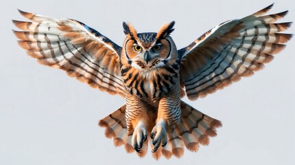 Fototapeta premium A majestic bird of prey in flight, showcasing detailed feathers and sharp talons, perfect for n