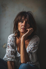 mature woman portrait with dark hair