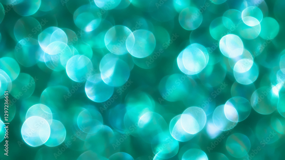 Poster abstract aqua bokeh background with circular light patterns for creative design