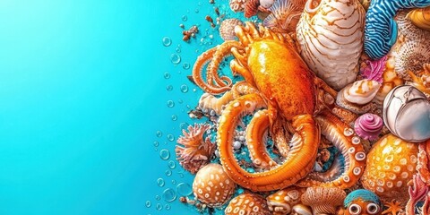 Obraz premium Exquisite Seafood Spread Banner
