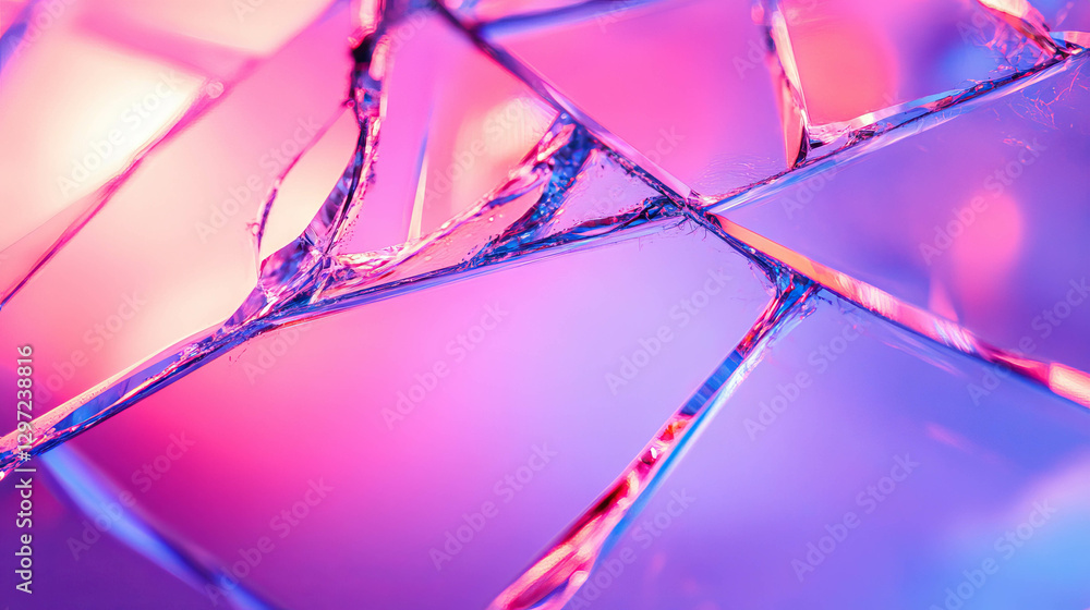 Poster vibrant abstract background of broken glass with colored light patterns