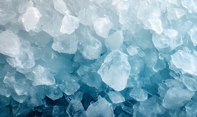 Fototapeta premium A close-up texture of crushed ice with shades of blue and white creating abstract shapes