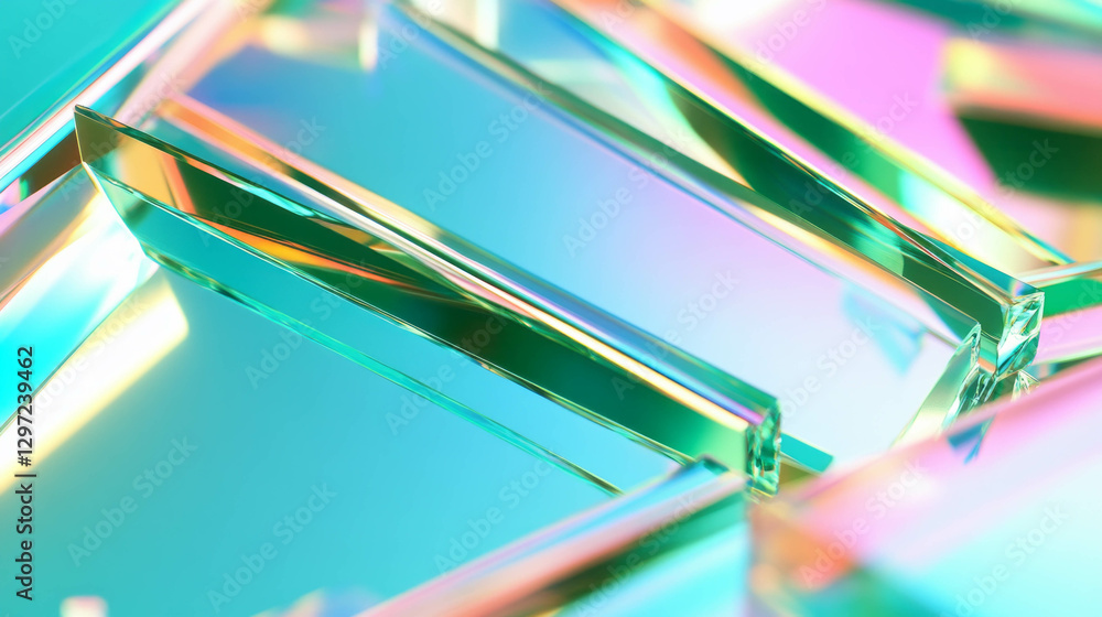 Poster abstract background of intersecting colorful glass fragments for modern art and design