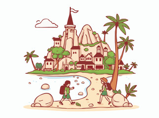 Obraz premium Sustainable Travel Concept: Eco-Friendly Tourist Destination