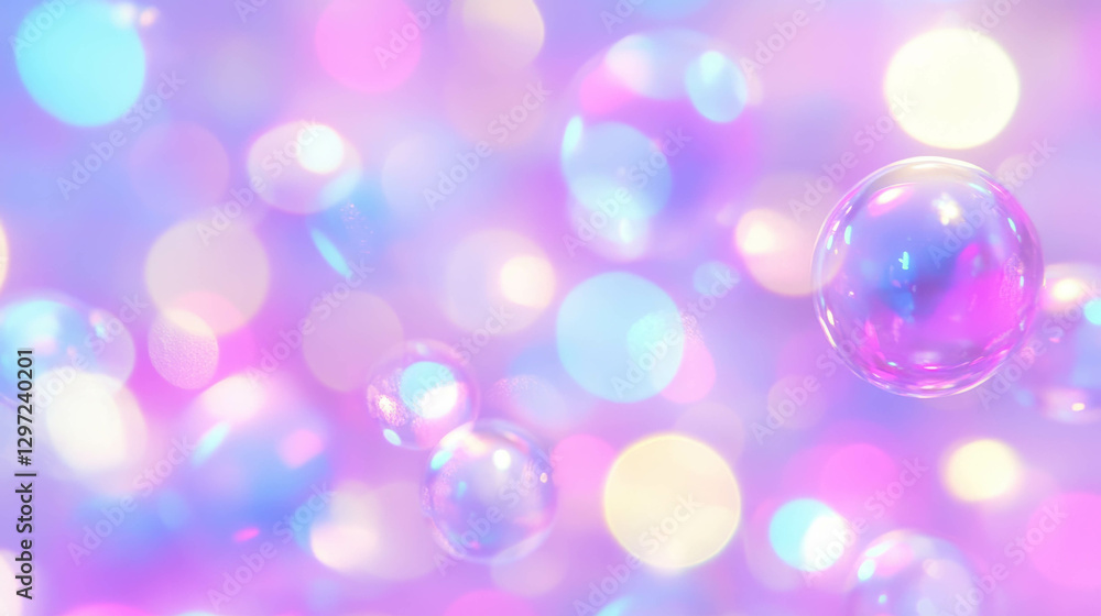 Poster iridescent bubble texture in pastel colors for background design