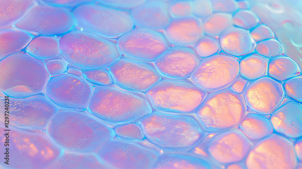 Poster iridescent bubble texture background with vivid colors for creative design