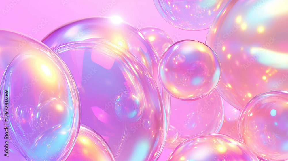 Poster iridescent bubble texture background for creative design and art projects