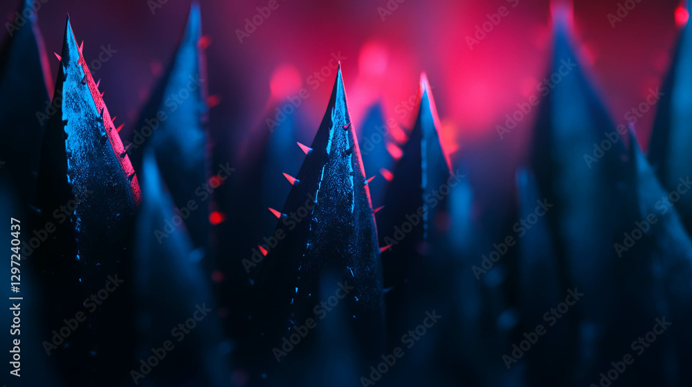 Aufkleber abstract macro view of cactus spines with vibrant lighting for unique design