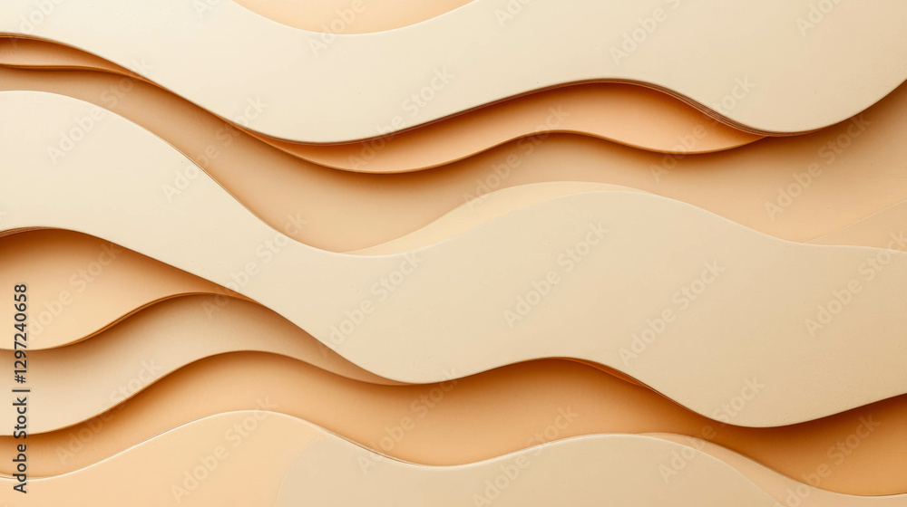 Poster abstract background with cardboard cutout shapes featuring undulating waves for creative design