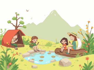 Preserving Nature: Eco-Tourism Activities Vector Artwork