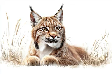 Papier peint photo  Cat is laying in the grass with its head turned to the side  © Space Priest