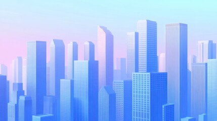Obraz premium Pastel cityscape, modern buildings, soft light, tranquil scene, background use