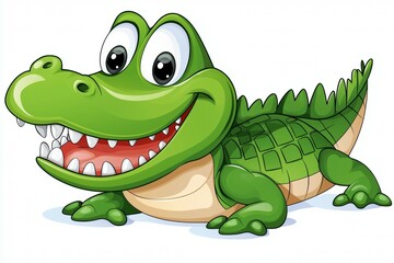 Fototapeta premium Cartoon crocodile with a big smile on its face