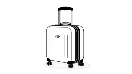 Carry-On Suitcase Illustration: Simple Line Art Design AI Generated