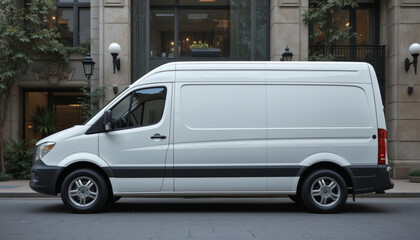 Luxury White Van with Polished Glossy Panels for High-End Advertising Space
