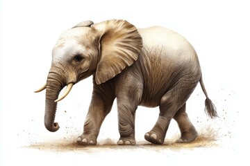 Fototapeta premium White elephant walking on a sandy beach