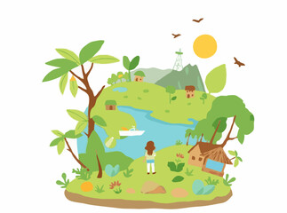 Fototapeta premium Green Eco-Tourism Concept - Sustainable Travel Destinations