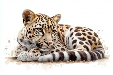 Obraz premium Baby jaguar is laying down on the ground