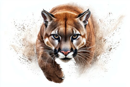 Large brown cat with a fierce look on its face