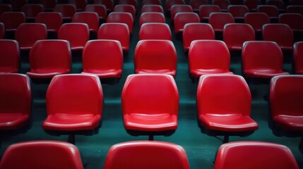 Obraz premium An empty stadium seat in a quiet football arena, untouched and still.