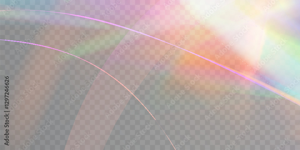 Aufkleber vector effect of refraction of colored highlights, bright spectrum of rays glow. rainbow effect over