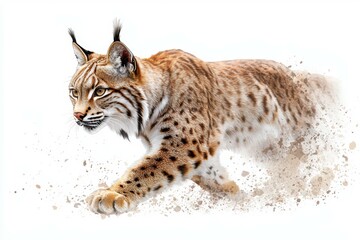 Obraz premium Cat with a black nose and brown eyes is walking through the snow