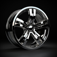 Obraz premium Car wheel rim on a dark background. spare parts for a car. wheels. expensive rims.