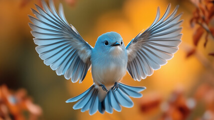 Blue Bird with Spread Wings