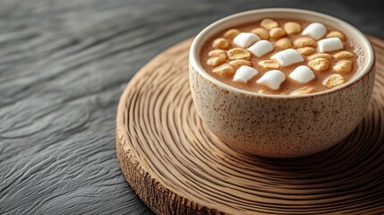 Cup of delicious hot chocolate with marshmallows