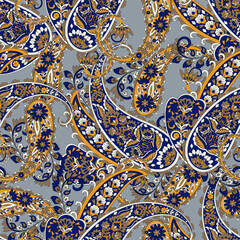 Paisley Floral oriental ethnic Pattern. Seamless Vector Ornament. Damask fabric patterns.