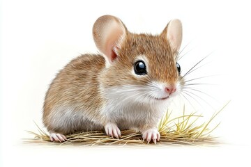 Cute little mouse with big eyes and a pink nose