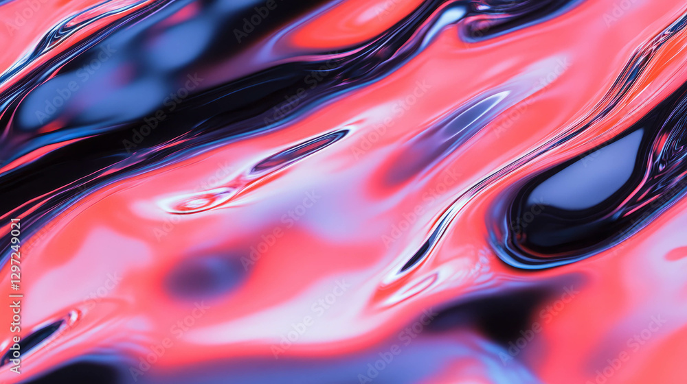 Poster abstract waves of distorted reflections in vibrant colors for creative design