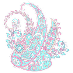 Paisley vector isolated pattern. Damask style Vintage illustration