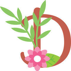 Watercolor alphabet set with flowers Emboidered from A to Z