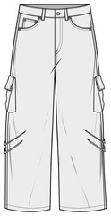 Baggy Jeans with Side Stitch Fashion Illustration, Vector, CAD, Technical Drawing, Flat Drawing, Template, Mockup